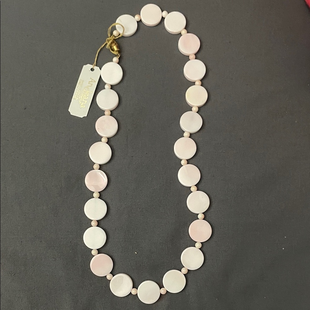 Pink and White Disc Necklace